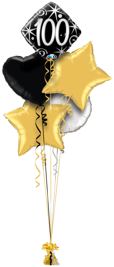 100th Black and Silver Diamond Balloon Bunch