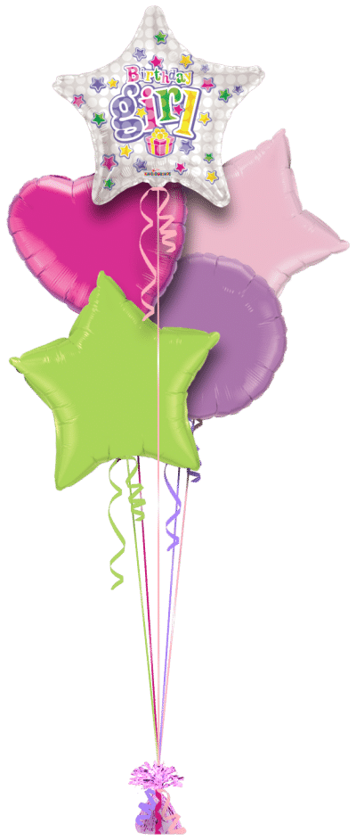 Happy Birthday Girl Star Balloon Bunch