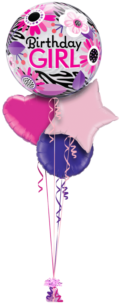 Birthday Girl Floral Bubble Balloon Bunch