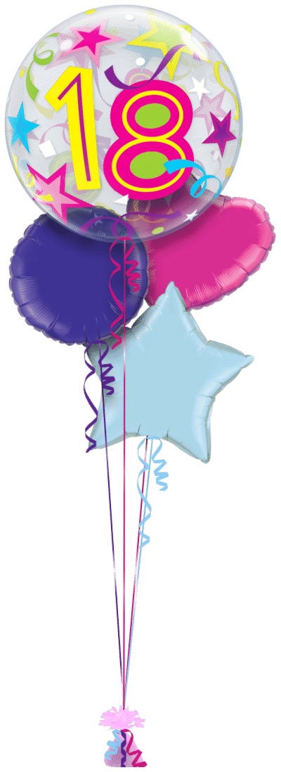 18th Brilliant Stars Bubble Balloon Bunch