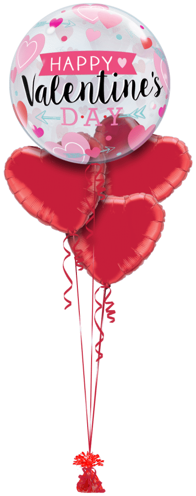 Valentines Arrows and Hearts Bubble Balloon Bunch