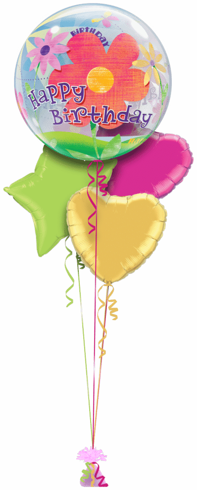 Birthday Funky Flowers Bubble Balloon Bunch