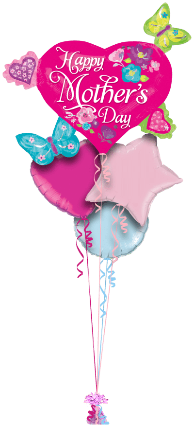 Butterflies and Hearts Mothers Day Cluster Balloon Bunch
