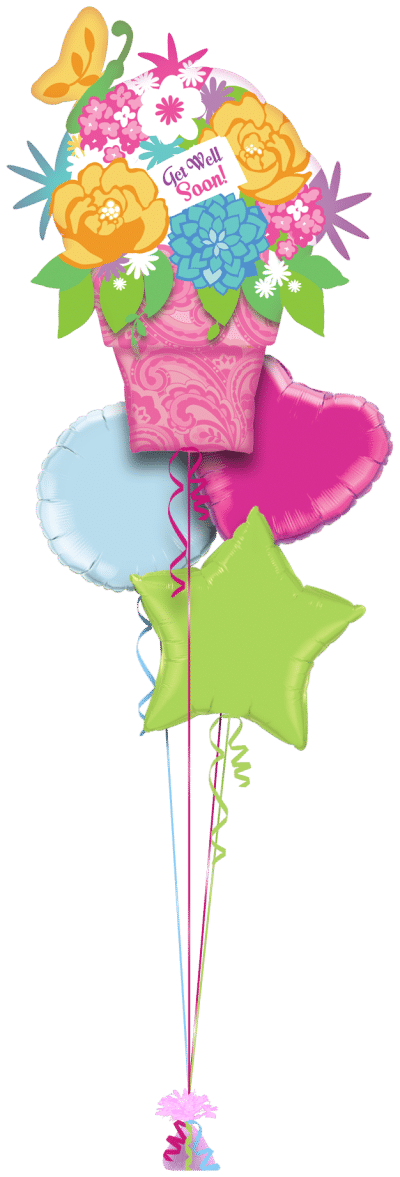 Get Well Flower Pot Balloon Bunch