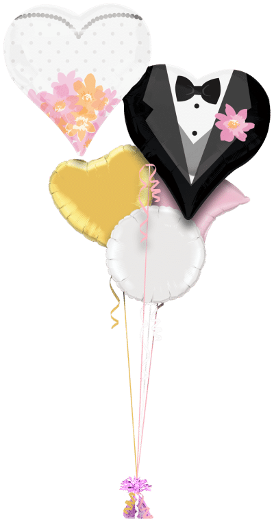 Wedding Couple Hearts Balloon Bunch