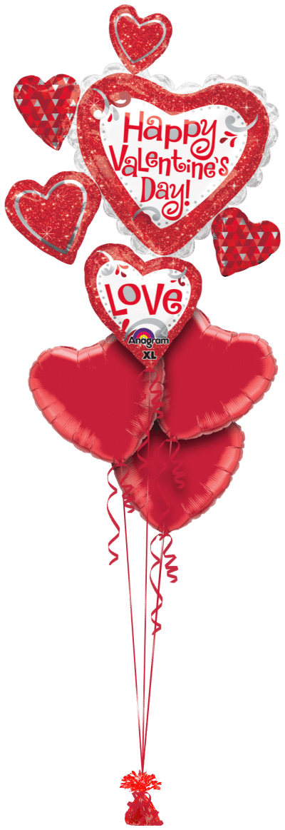 Valentines Heart Cluster Balloon Bunch