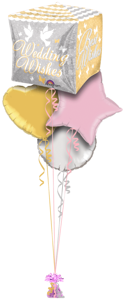 Shimmering Wedding Wishes Cubez Balloon Bunch