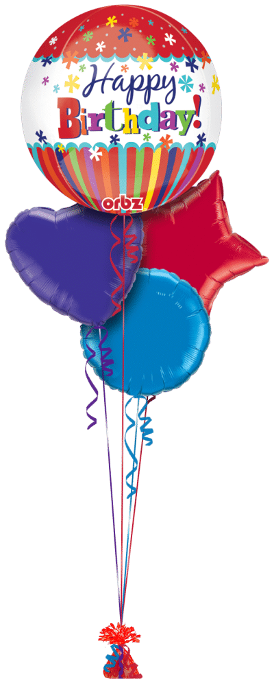Happy Birthday Orbz Balloon Bunch