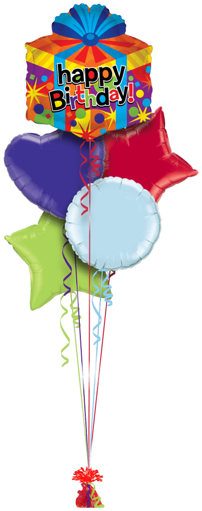 Happy Birthday Gift Balloon Bunch