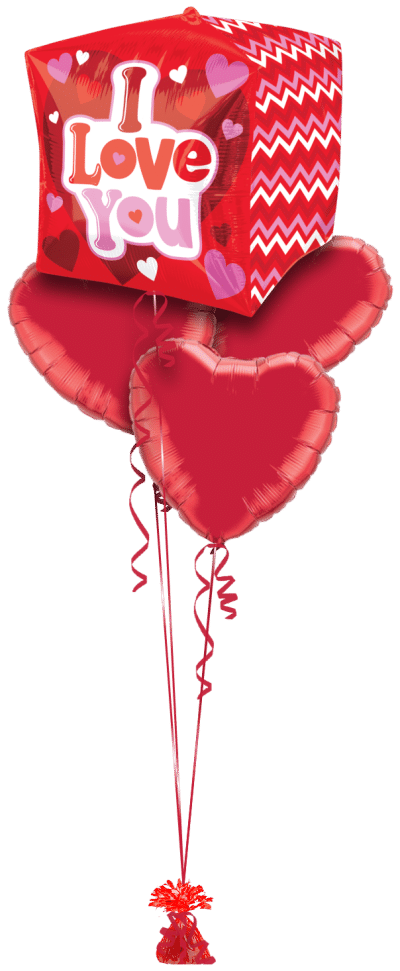 Love Hugs and Kisses Cubez Balloon Bunch