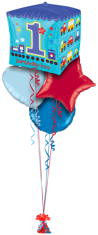Cubez 1st Birthday Boy Balloon Bunch
