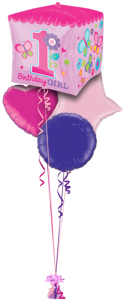 Cubez Sweet Girl 1st Birthday Balloon Bunch