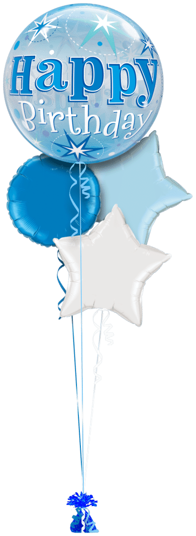 Blue Birthday Bubble Balloon Bunch