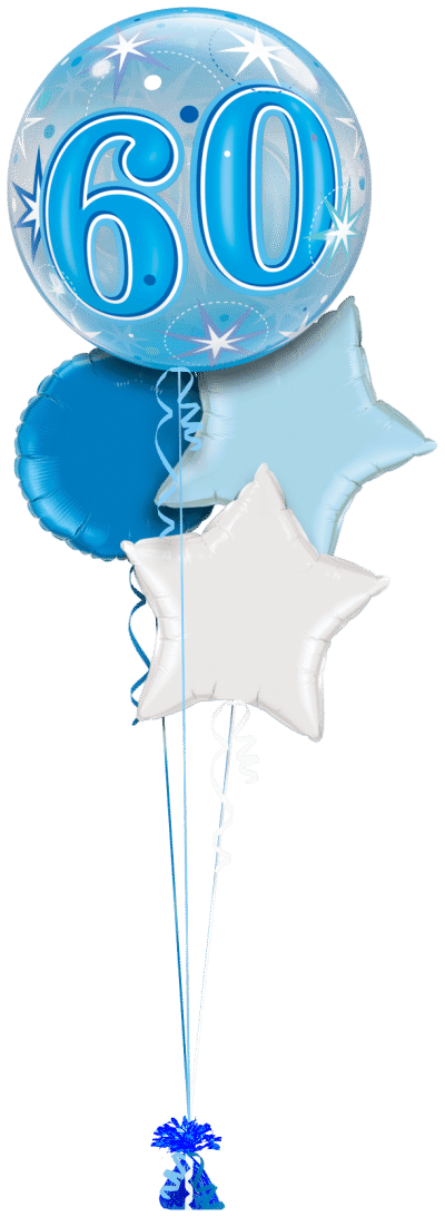 Blue 60th Birthday Bubble Balloon Bunch