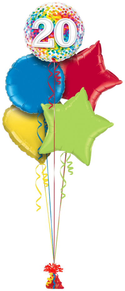 20th Birthday Confetti Balloon Bunch