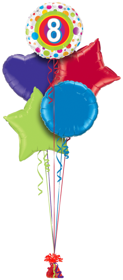 Spots 8th Birthday Balloon Bunch