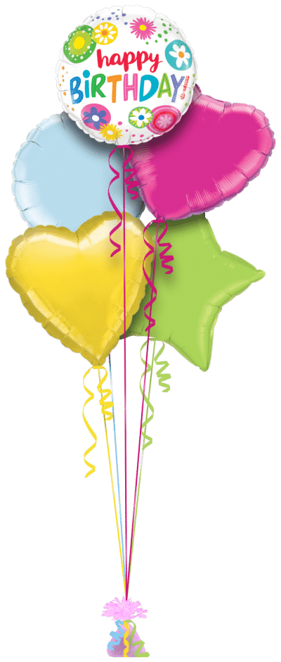Birthday Bright Fowers Balloon Bunch