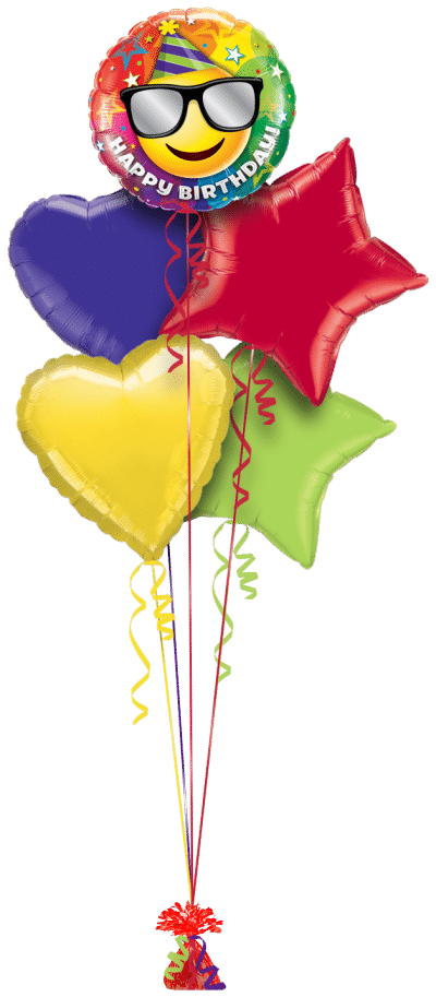 Birthday Smiling Emoji Balloon Bunch
