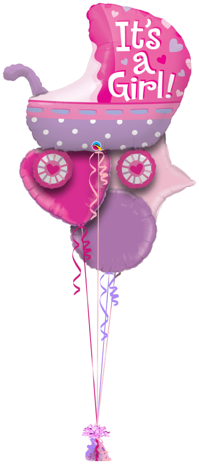 Baby Girl Buggy Balloon Bunch