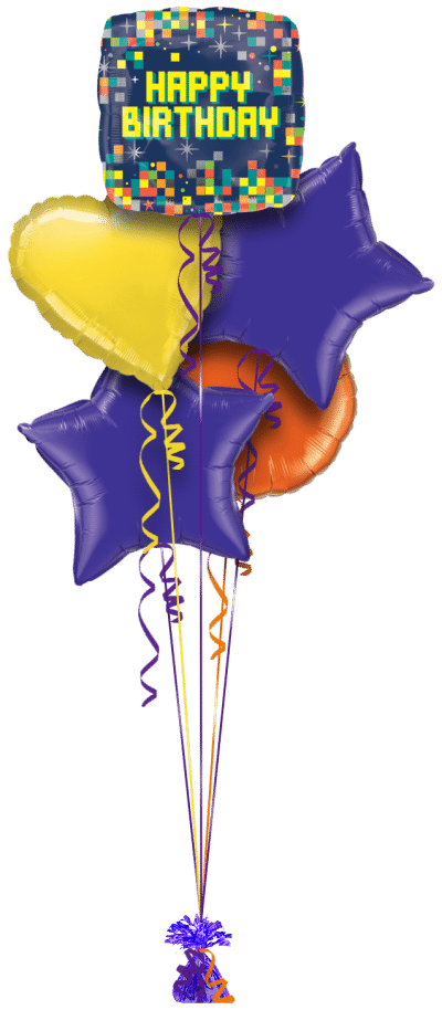 Birthday Pixels Balloon Bunch