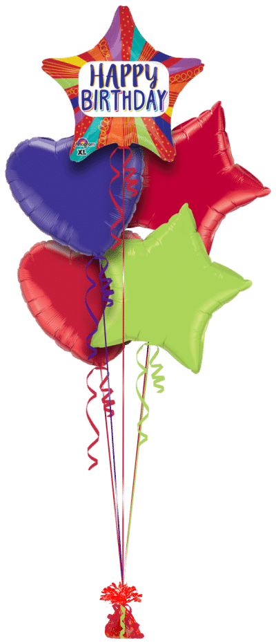 Birthday Radiant Star Balloon Bunch