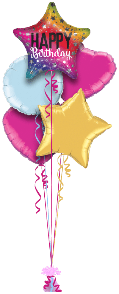 Birthday Rainbow Star Balloon Bunch
