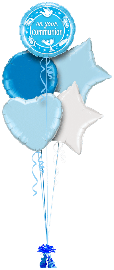 On Your Communion Blue Balloon Bunch