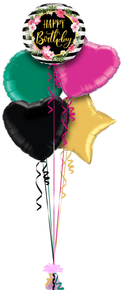 Happy Birthday Hibiscus Balloon Bunch