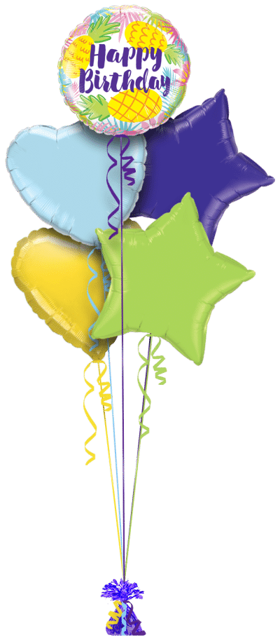 Birthday Pineapple Print Balloon Bunch