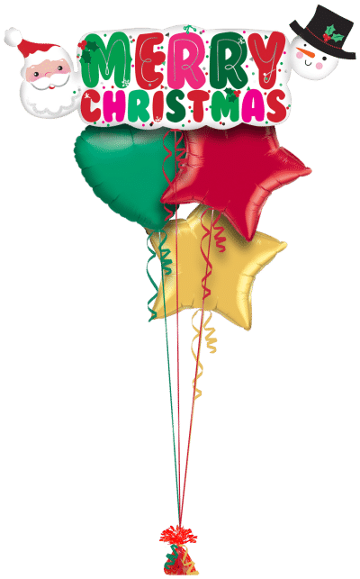 Merry Christmas Banner Balloon Bunch