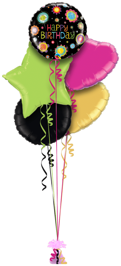 Birthday Bright Flowers Balloon Bunch
