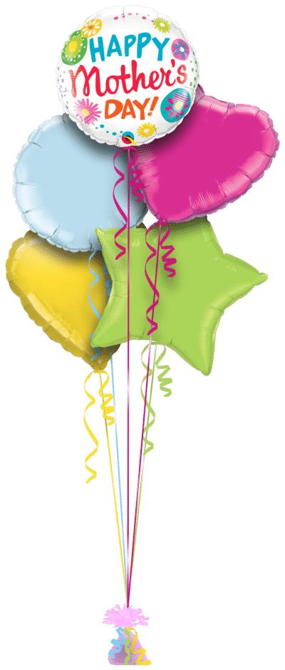 Happy Mothers Day Bright Flowers Balloon Bunch
