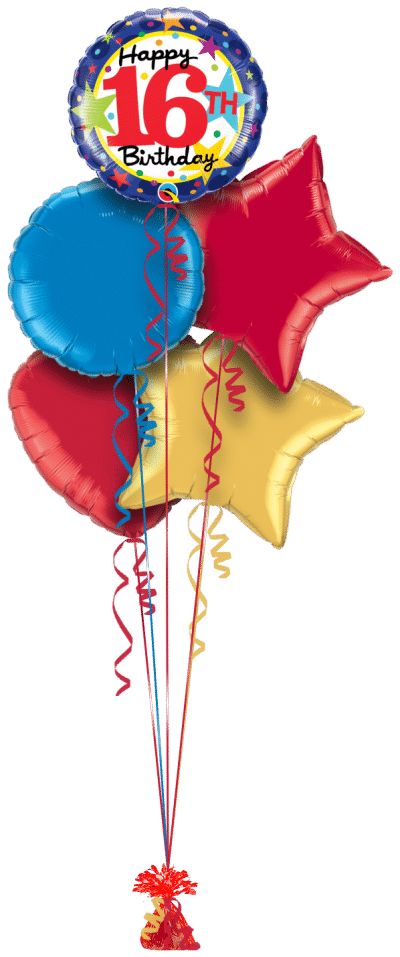 16th Birthday Stars Balloon Bunch