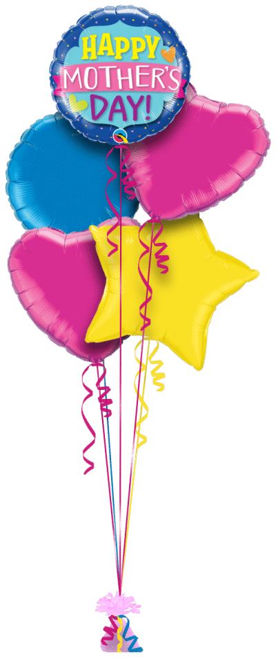 Happy Mothers Day Colourful Hearts Balloon Bunch