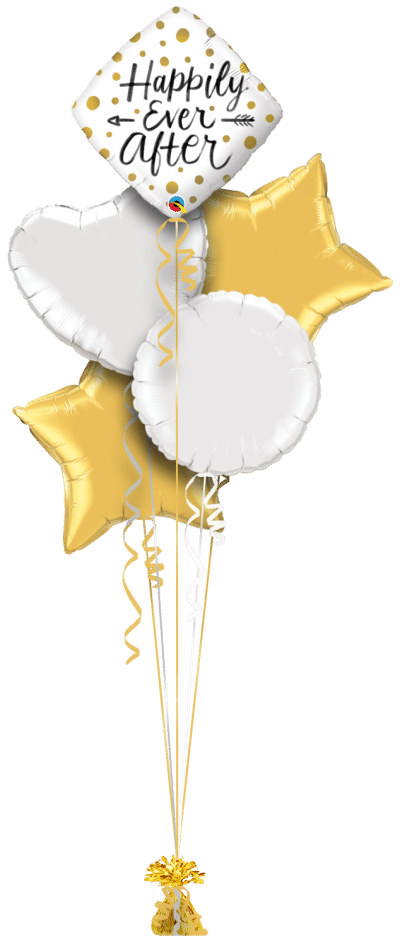 Happily Ever After Gold Dots Balloon Bunch
