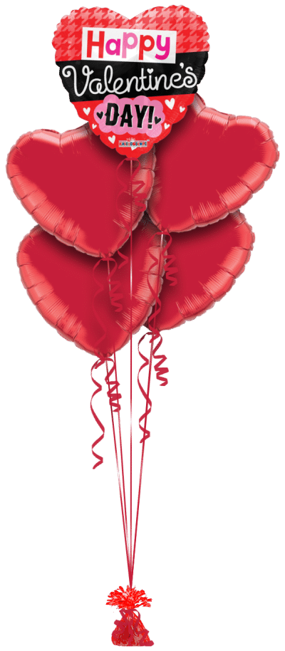 Happy Valentines Day Heart Balloon Bunch