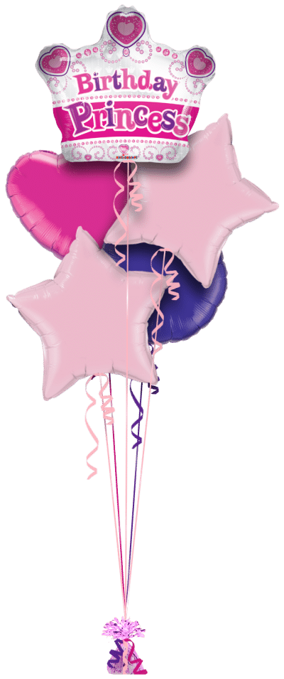 Birthday Princess Crown Balloon Bunch