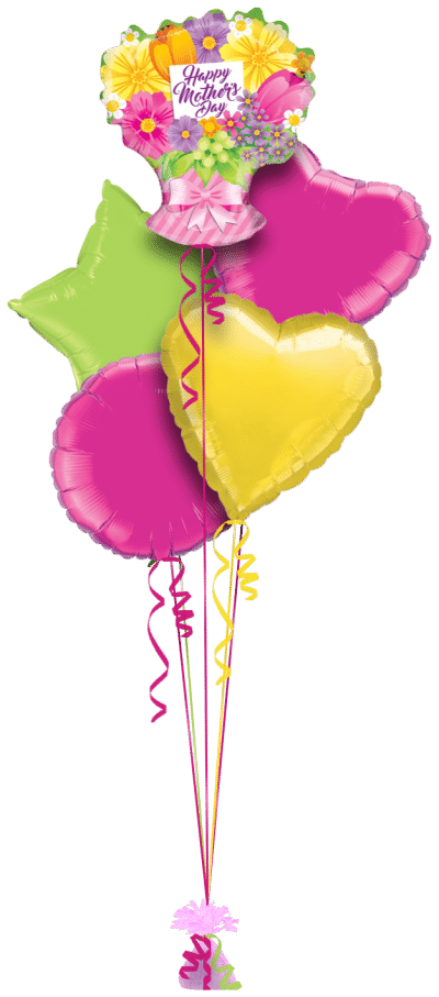 Mothers Day Flowers in Vase Balloon Bunch
