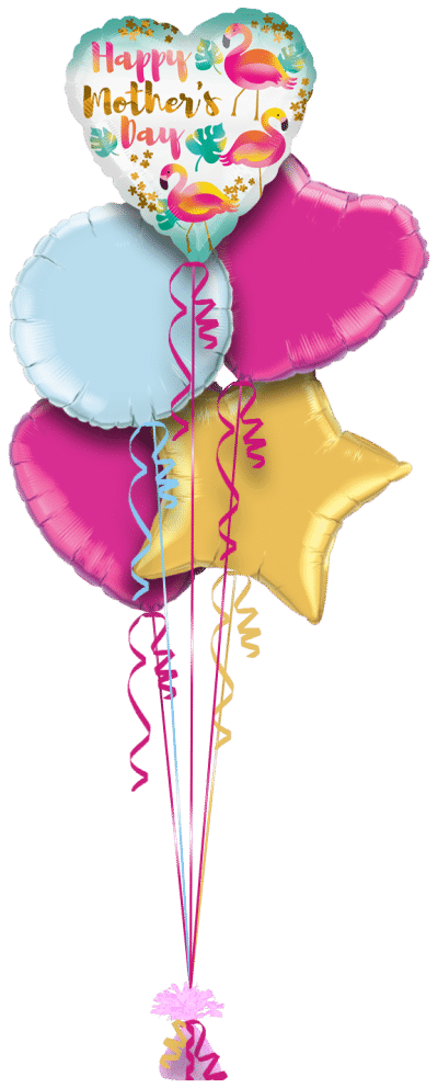 Happy Mothers Day Flamingo Balloon Bunch