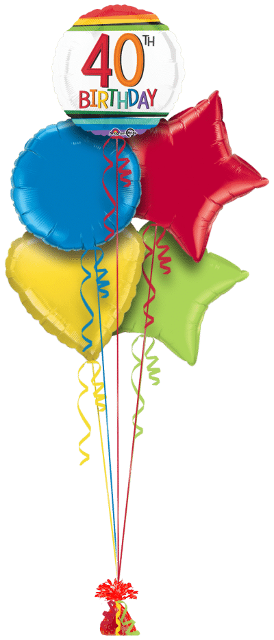 Rainbow Birthday 40th Balloon Bunch
