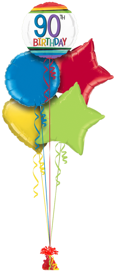 Rainbow Birthday 90th Balloon Bunch