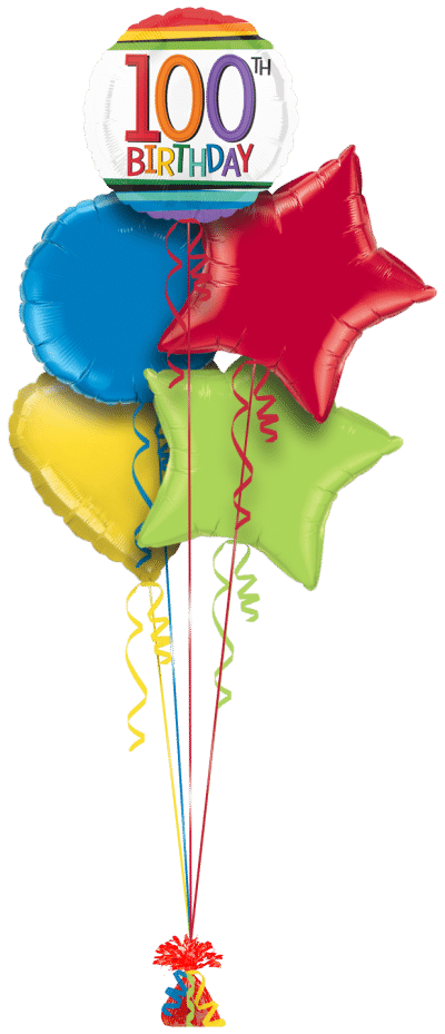 Rainbow Birthday 100th Balloon Bunch