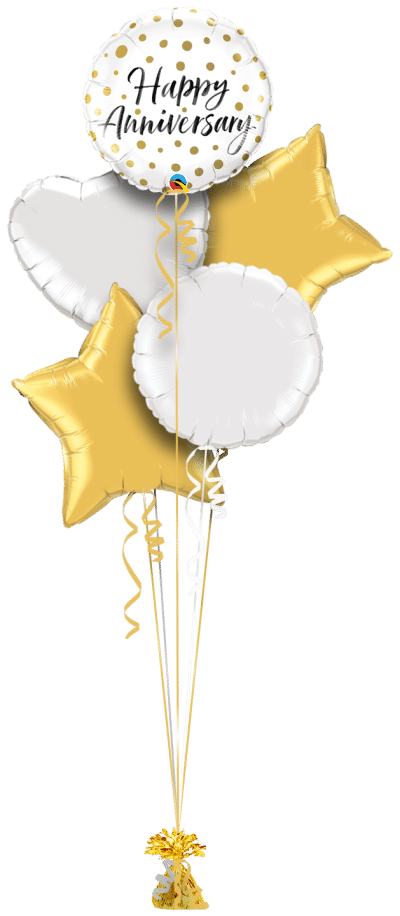 Happy Anniversary Gold Dots Balloon Bunch