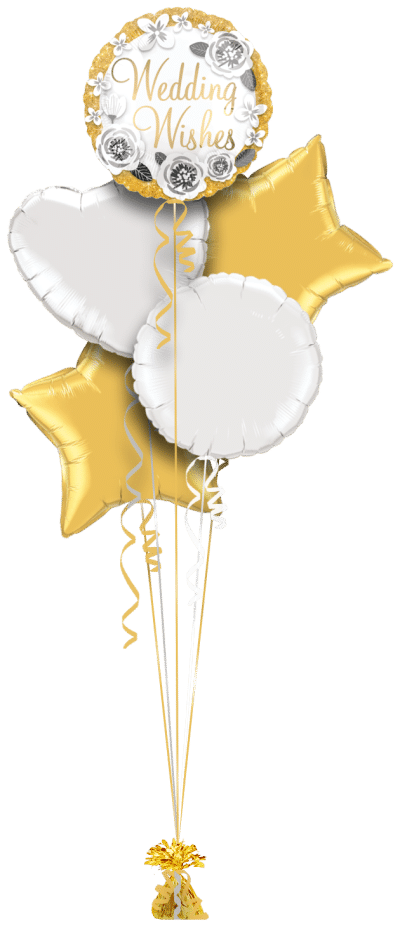 Wedding Wishes Gold and Silver Balloon Bunch