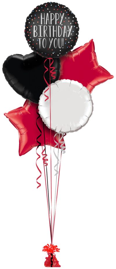 Happy Birthday To You Satin Dots Balloon Bunch