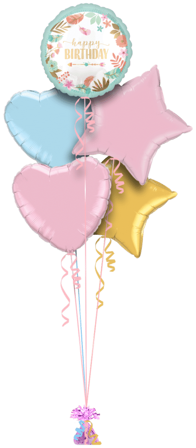 Boho Girl Birthday Balloon Bunch