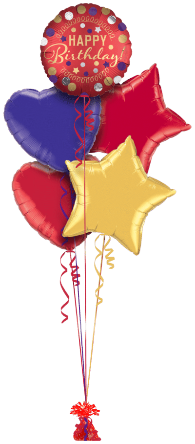 Happy Birthday Red Satin Balloon Bunch