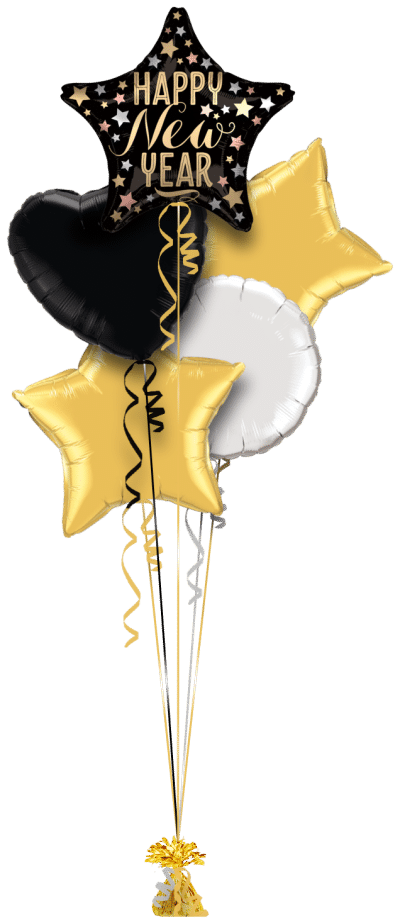 Satin New Year Star Balloon Bunch