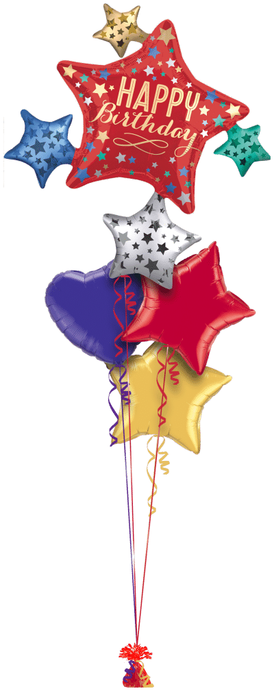 Happy Birthday Stars Cluster Balloon Bunch