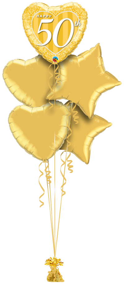 50th Anniversary Heart Balloon Bunch